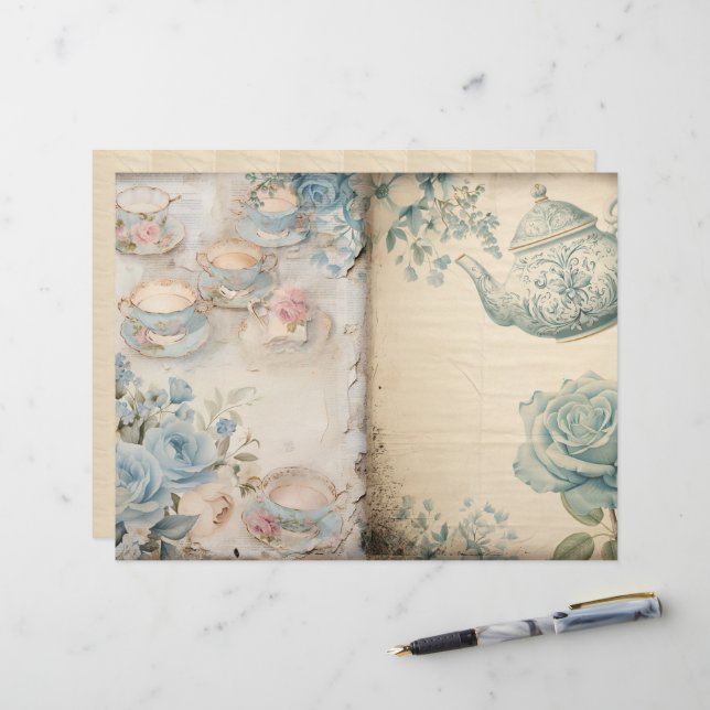 Tea Junk Journal紙 (正面/裏面インサイチュ)