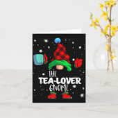 Tea Lover Gnome Red Buffalo Plaid Matching Family カード (黄色い花)