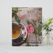 Tea old handwritting paper and pink roses (スタンド正面)