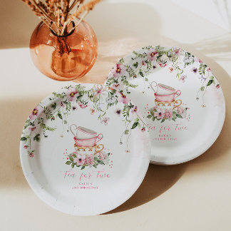 Tea Party 2nd Birthday Plates ペーパープレート