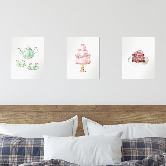 Tea Party 3 Print Wall Art Set (寝室)
