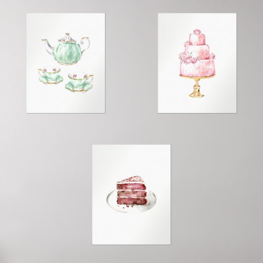 Tea Party 3 Print Wall Art Set (正面)
