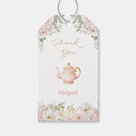 Tea Party Baby Shower ギフトタグ (正面)
