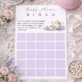 Tea party Baby Shower Bingo Game 便箋