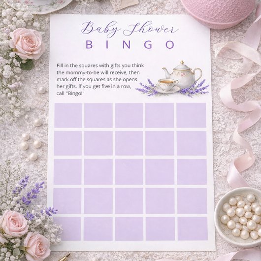 Tea party Baby Shower Bingo Game 便箋