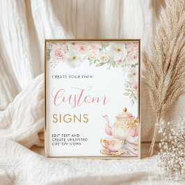 Tea Party Baby Shower Custom Sign - 16x20 ポスター