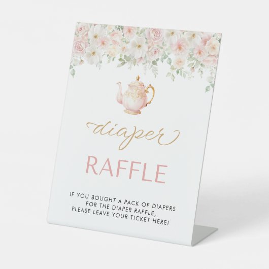 Tea Party Baby Shower Diaper Raffle 台座サイン (正面)