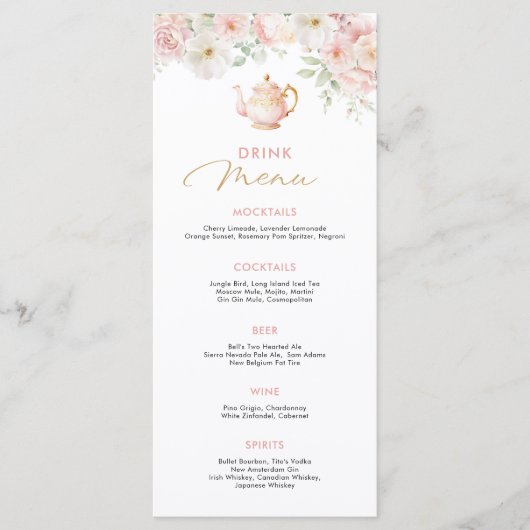 Tea Party Baby Shower Drink Menu メニュー (正面)