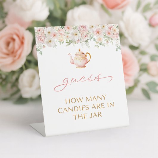 Tea Party Baby Shower Guess How Many 台座サイン