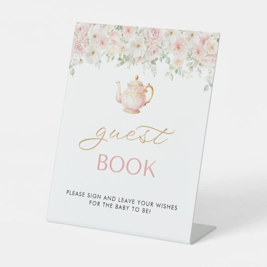 Tea Party Baby Shower Guest Book 台座サイン (正面)