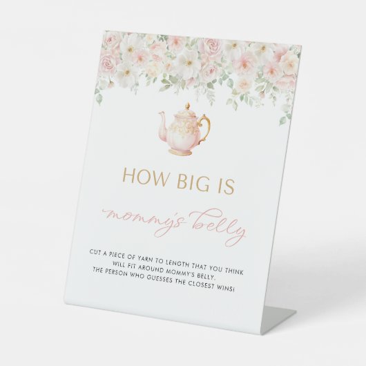 Tea Party Baby Shower How Big is Mommy's Belly 台座サイン (正面)