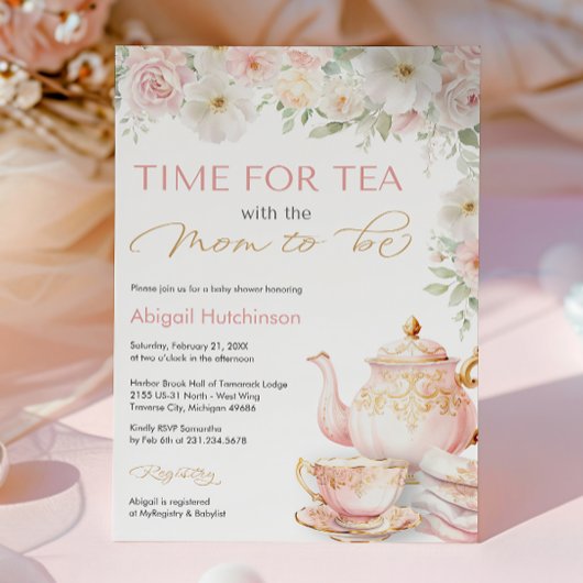 Tea Party Baby Shower Invitation 招待状
