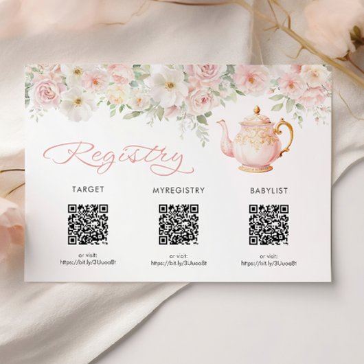 Tea Party Baby Shower Registry Card Enclosure エンクロージャーカード