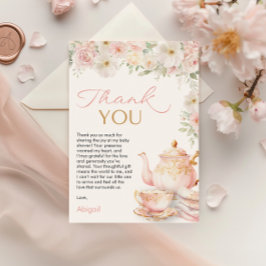 Tea Party Baby Shower Thank You Card サンキューカード