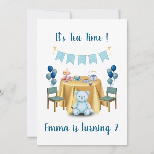 Tea Party Birthday Invitation 招待状 (正面)