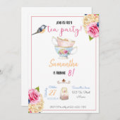 Tea Party Birthday Invitation, Tea Invitation 招待状 (正面/裏面)