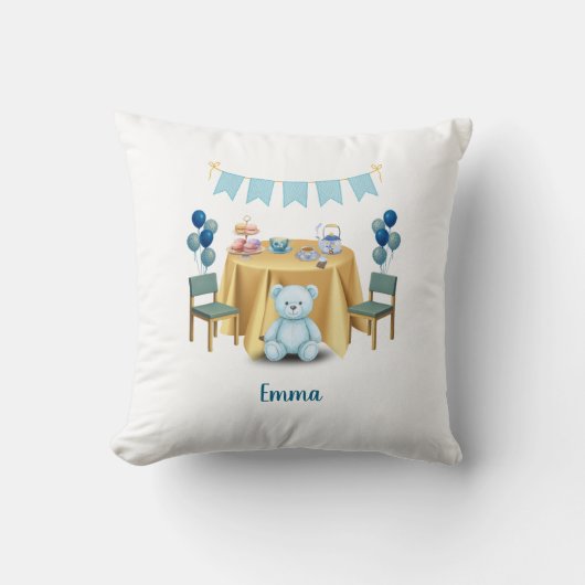 Tea Party Birthday Throw Pillow Gift クッション (正面)