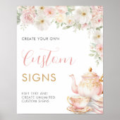 Tea Party Bridal Shower Custom Sign -  16x20  ポスター (正面)