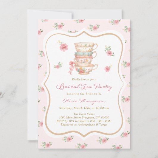 Tea Party Bridal Shower Invitation 招待状 (正面)
