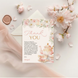 Tea Party Bridal Shower Thank You Card サンキューカード