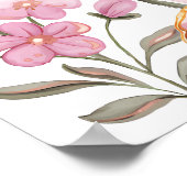 Tea Party Fairy Girl Blush Pink Flowers Birthday ポスター (角)