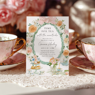 Tea Party Floral Baby Shower Invitation 招待状