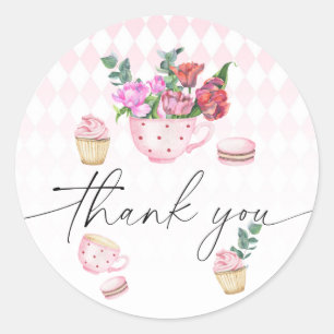 Tea Party Flowers ベビーシャワーのお礼 ラウンドシール