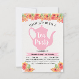 Tea Party Invitations for Girls 出欠カード