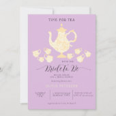 Tea Party Lavender Lemon Boho Lace Bridal Shower 招待状 (正面)