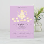 Tea Party Lavender Lemon Boho Lace Bridal Shower 招待状 (スタンド正面)