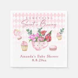 Tea Party Something Sweet is Brewing ベビーシャワー スタンダードカクテルナプキン