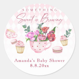 Tea Party Something Sweet is Brewing ベビーシャワー ラウンドシール
