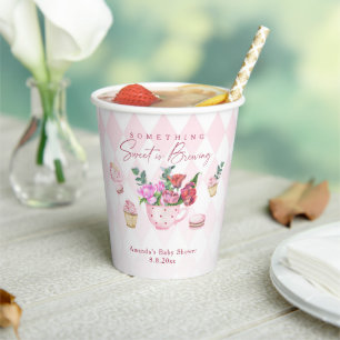Tea Party Something Sweet is Brewing ベビーシャワー 紙コップ