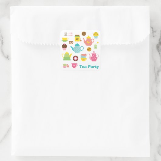 Tea Party Sticker スクエアシール (バッグ)