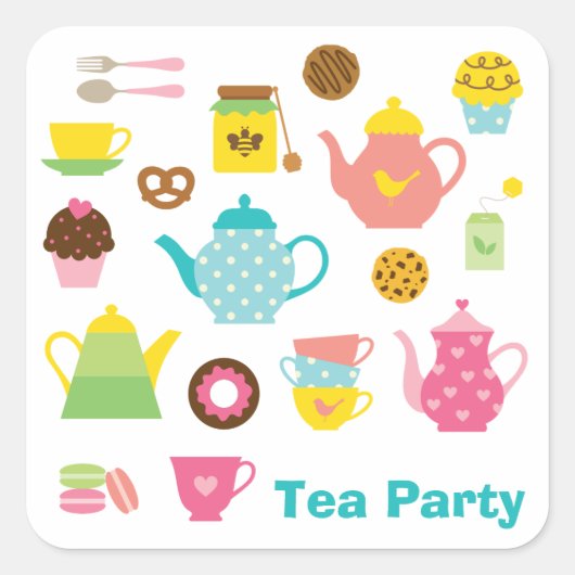 Tea Party Sticker スクエアシール (正面)