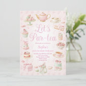 Tea Party Teapot Teacup Pink Party Invitation 招待状 (スタンド正面)