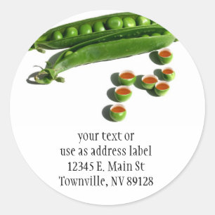 Tea Peas - Peas in a Pod with Tea Pea Cups ラウンドシール