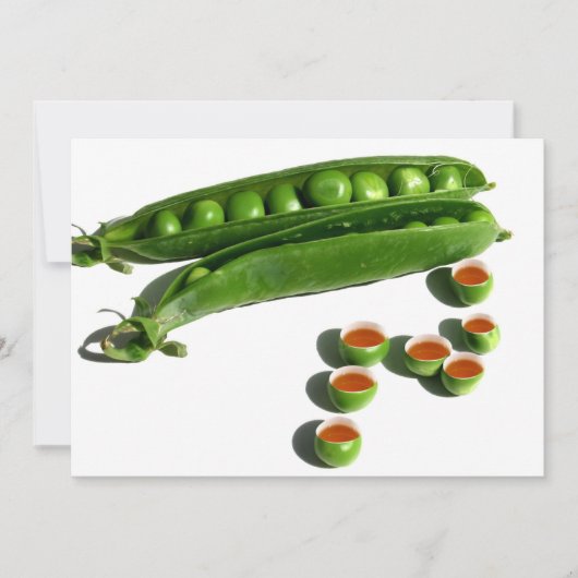 Tea Peas - Peas in a Pod with Tea Pea Cups 招待状 (正面)