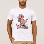 Tea-Rex – Cute Cartoon T-Rex Enjoying a Cup of Tea Tシャツ (正面)