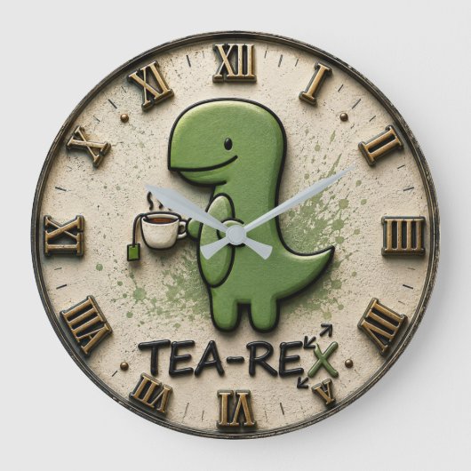 Tea-Rex Dinosaur ラージ壁時計 (正面)