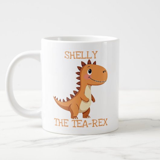 Tea-Rex Dinosaur Personalized Name Giant Tea Mug ジャンボコーヒーマグカップ (左)