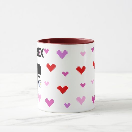 Tea-Rex mit Pixel Herzen マグカップ (中央)