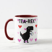 Tea-Rex mit Pixel Herzen マグカップ (左)