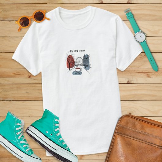 Tea-RifficロンドンレトロUKランドマークトラベルグラフィック Tシャツ