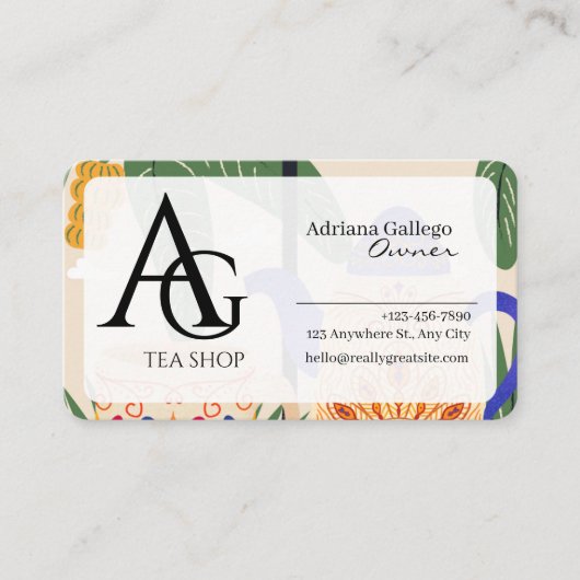 tea shop  Business card (editable) 名刺 (正面)