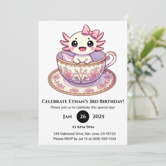 Tea Time Axolotl Birthday 招待状 (スタンド正面)