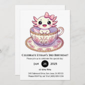 Tea Time Axolotl Birthday 招待状 (正面/裏面)