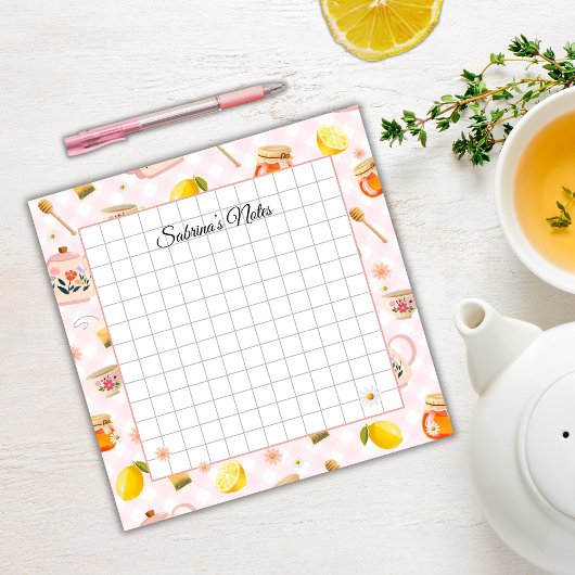 Tea Time Cozy Notes – Grid Lined Sticky Notes ポストイット