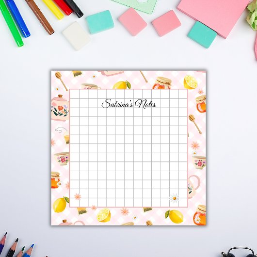 Tea Time Cozy Notes – Grid Lined Sticky Notes ポストイット