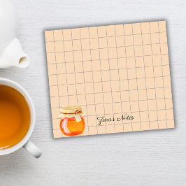Tea Time Honey Pot Personalized Grid Sticky Notes ポストイット